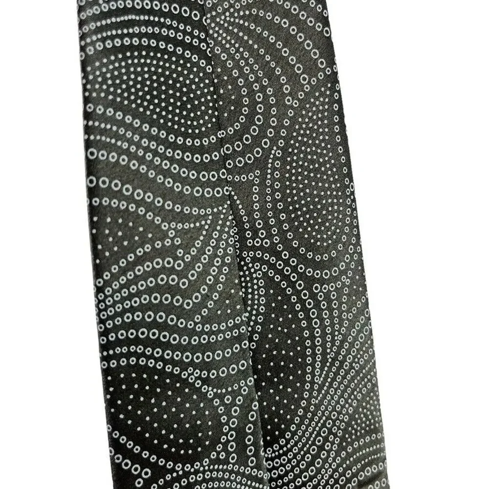Perry Ellis Portfolio Mens Gray Olive Paisley 100% Silk Hand Made Necktie Tie